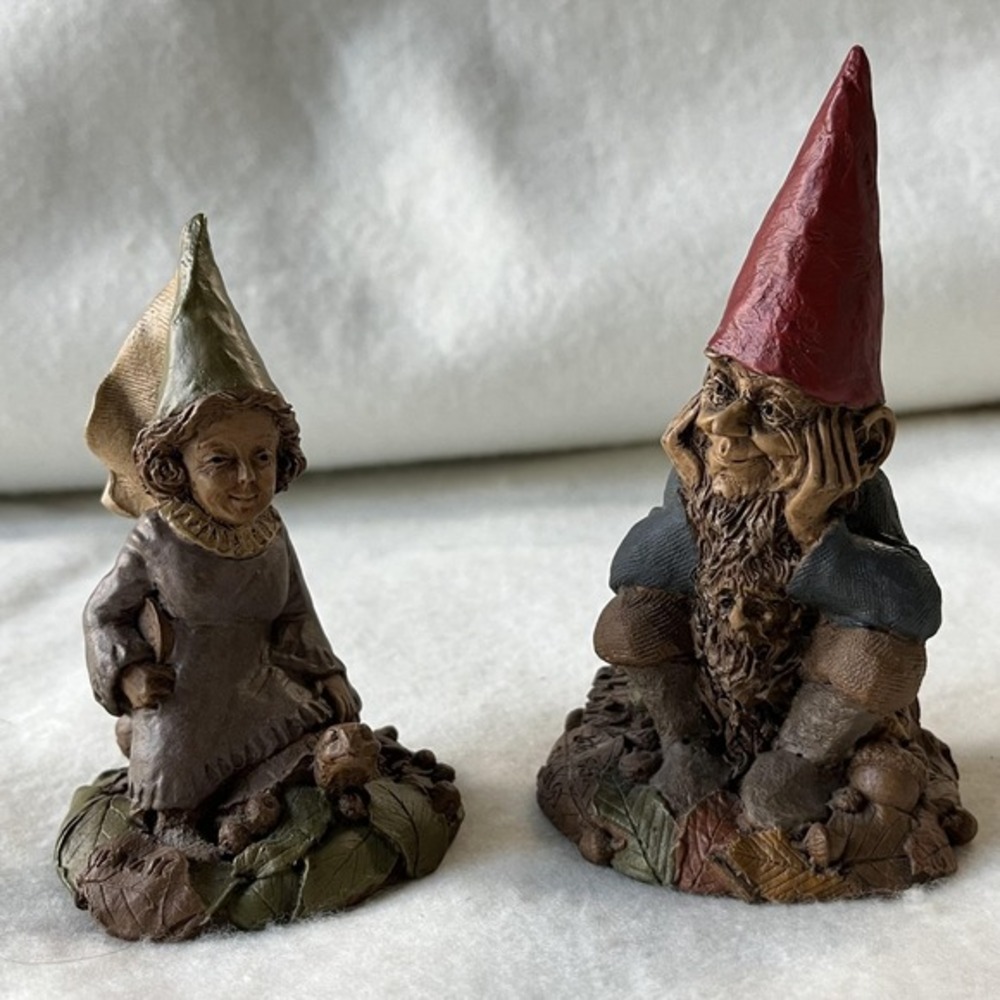 Vintage Tom Clark Cairn Studio Gnome Figurines Joe & Jeanne 1988 Resin Lot of‎ 2